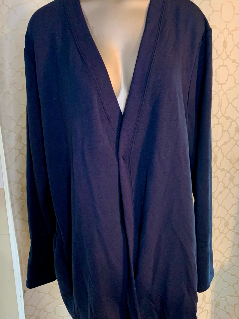 Tommy Hilfiger Navy Open-Front Double Ruffle Lightweight Cardigan